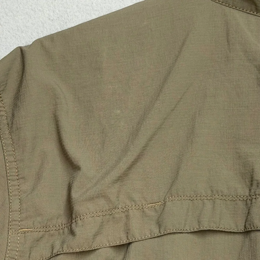 The North Face Mens XL Long Sleeve Hiking Shirt Olive Ripstop Nylon Button Down